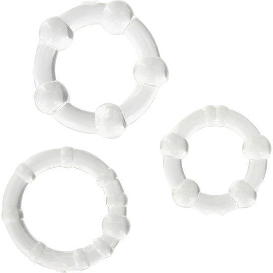 SET 3 ANELLI PENE BASE TESTICOLI SEVENCREATIONS - TRASPARENTI