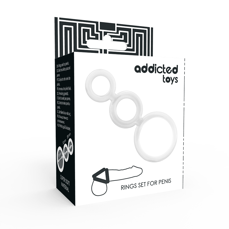 SET 3 ANELLI PENE BASE TESTICOLI ADDICTED TOYS SET - TRASPARENTE