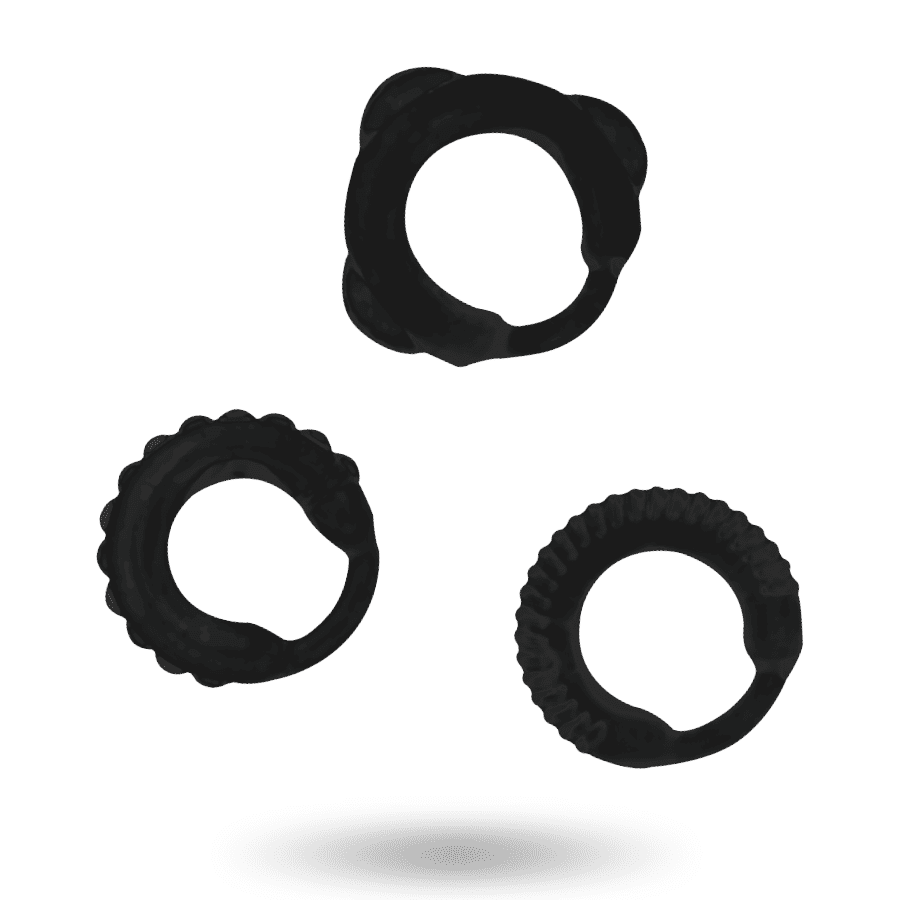 SET 3 ANELLI PENE BASE TESTICOLI ADDICTED TOYS - NERO