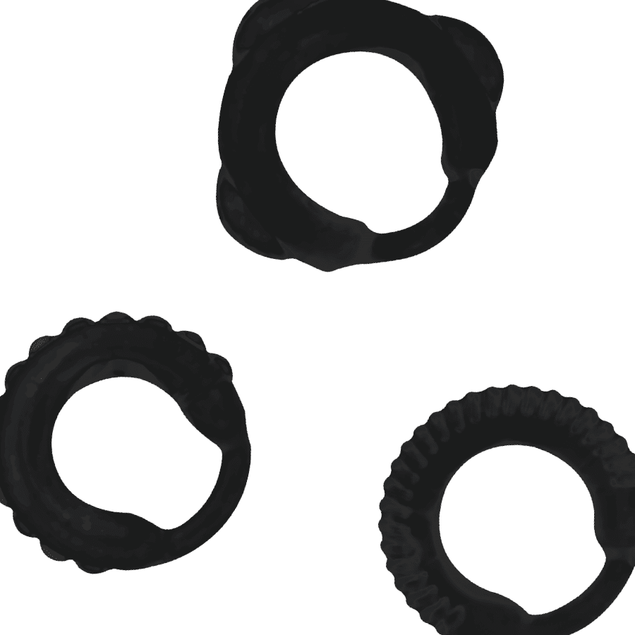 SET 3 ANELLI PENE BASE TESTICOLI ADDICTED TOYS - NERO