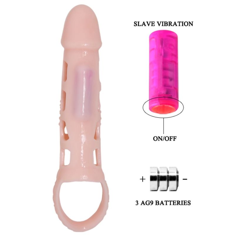 BAILE FUNDA EXTENSORA PENE CON VIBRAZIONE Y STRAP 13.5 CM