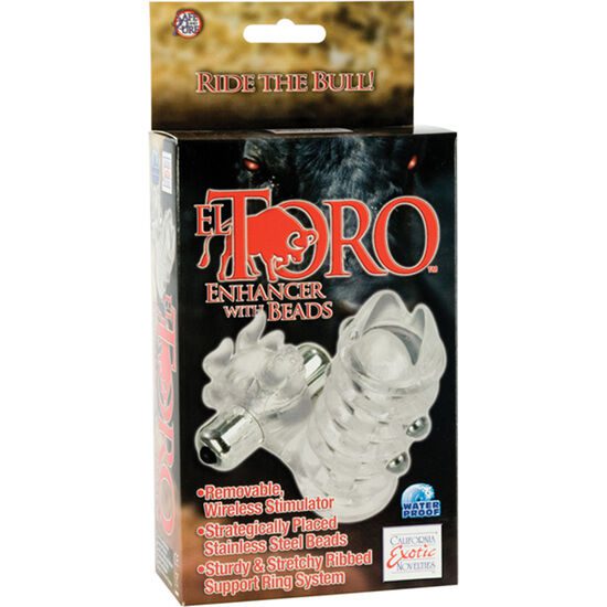 COPERTURA PER IL PENE CON STIMOLATORE PER CLITORIDE CALEX EL TORO ENHANCER CON PERLINE