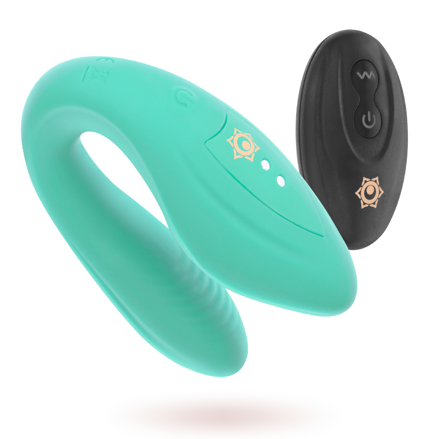 VIBRATORE DOPPIA STIMOLAZIONE CON TELECOMANDO RITHUAL KAMA COLORE ACQUA