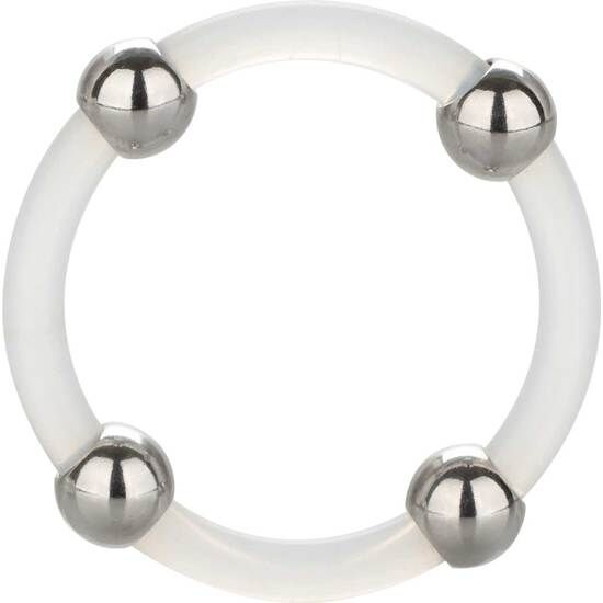 ANELLO FALLICO IN SILICONE CON PERLINE IN ACCIAIO CALEX TAGLIA L