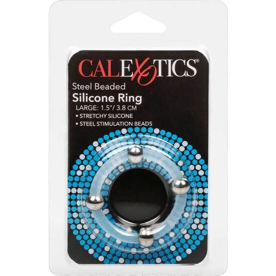 ANELLO FALLICO IN SILICONE CON PERLINE IN ACCIAIO CALEX TAGLIA L