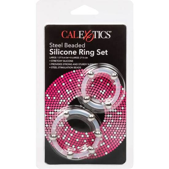 SET DI ANELLI PER PENE IN SILICONE CON PERLINE IN ACCIAIO CALEX