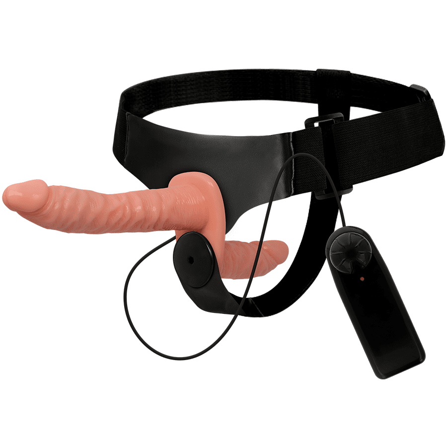 IMBRACATURA PER DOPPIA PENETRAZIONE CON VIBRATORE HARNESS ATTRACTION HARRIS  18  X 3.5CM