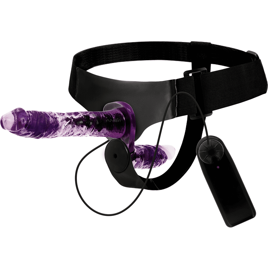 IMBRACATURA PER DOPPIA PENETRAZIONE CON VIBRATORE HARNESS ATTRACTION RODNEY - 18  X 3.5CM