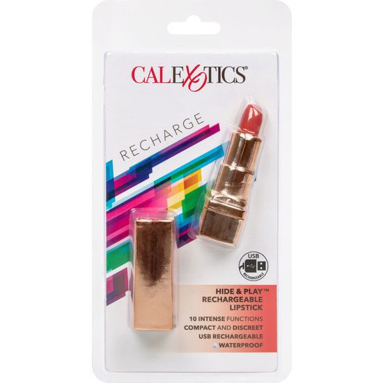 VIBRATORE A FORMA DI ROSSETTO CALEX HIDE PLAY RICARICABILE - ROSSO