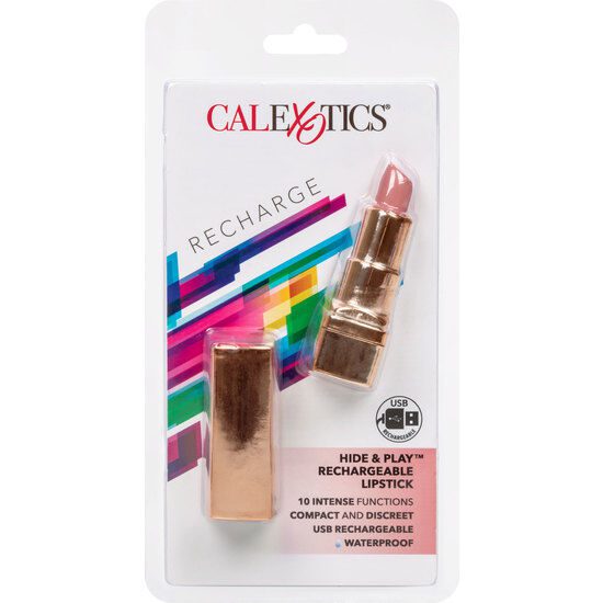 VIBRATORE A FORMA DI ROSSETTO RICARICABILE CALEX HIDE PLAY - ROSA MORBIDO