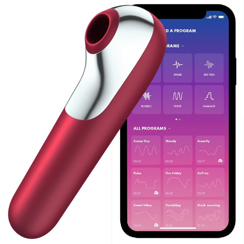 VIBRATORE E STIMOLATORE AD ARIA SATISFYER DUAL LOVE ROSSO
