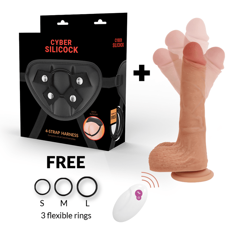 IMBRACATURA CON DILDO IN SILICONE E TELECOMANDO CYBER SILICOCK MR RICK