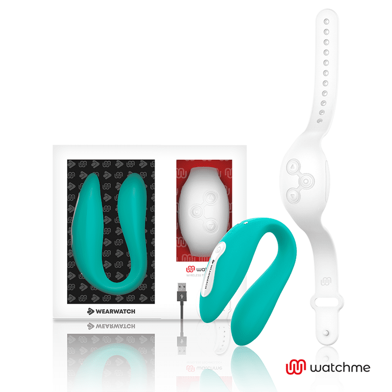 VIBRATORE SOFT WEARWATCH DUAL PLEASURE WIRELESS TECHNOLOGY WATCHME AQUAMARINE / SNOWY