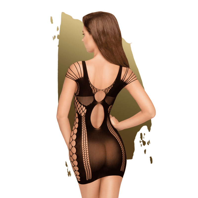 VESTITO COMBINAZIONE SEXY DI TRASPARENZE E LACCI PENTHOUSE JUICY POISON NERO S-L