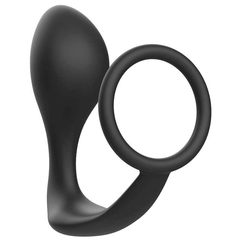 PLUG ANALE DI CON ANELLO IN SILICONE NERO