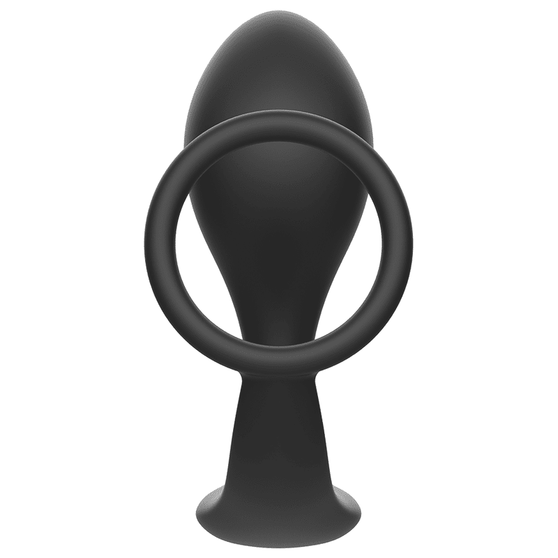 PLUG ANALE DI CON ANELLO IN SILICONE NERO